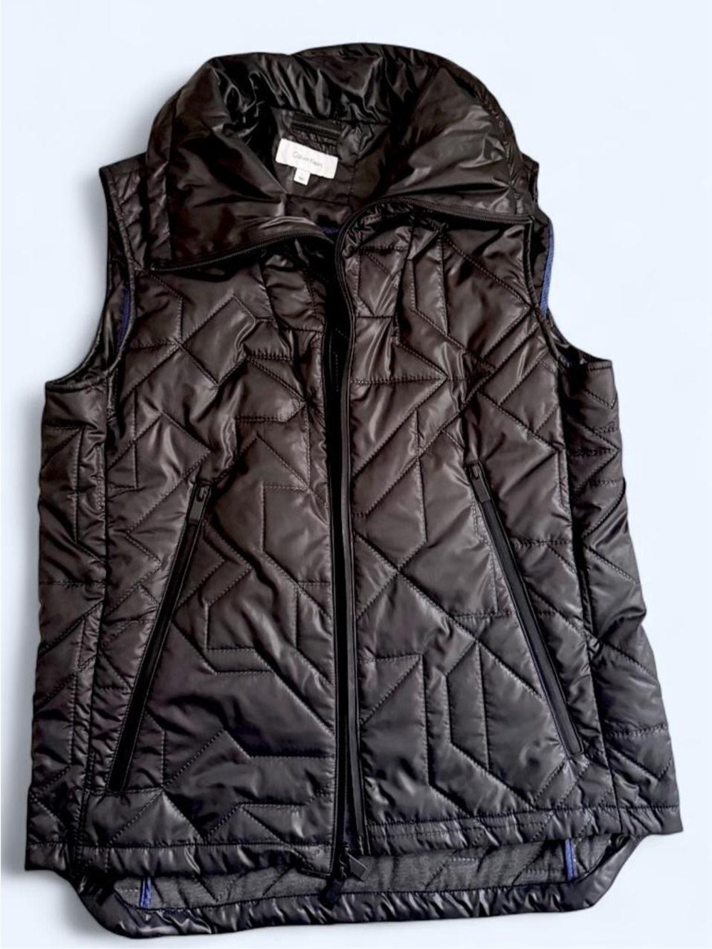 Calvin Klein Girls Black Quilted Puffer Vest with High Collar
